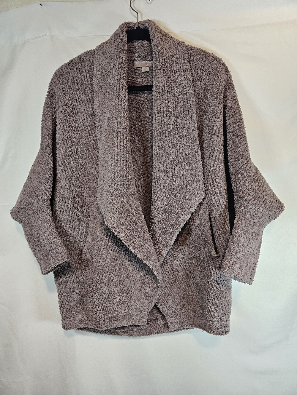 Barefoot Dreams Plush Open-Front Cardigan in Taupe